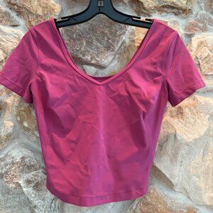 Bright Pink Lululemon Athletic V-Neck Top- Small